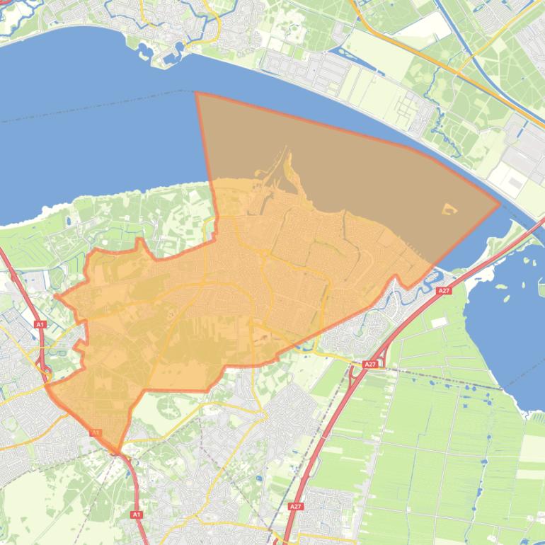 Kaart van de woonplaats Huizen.