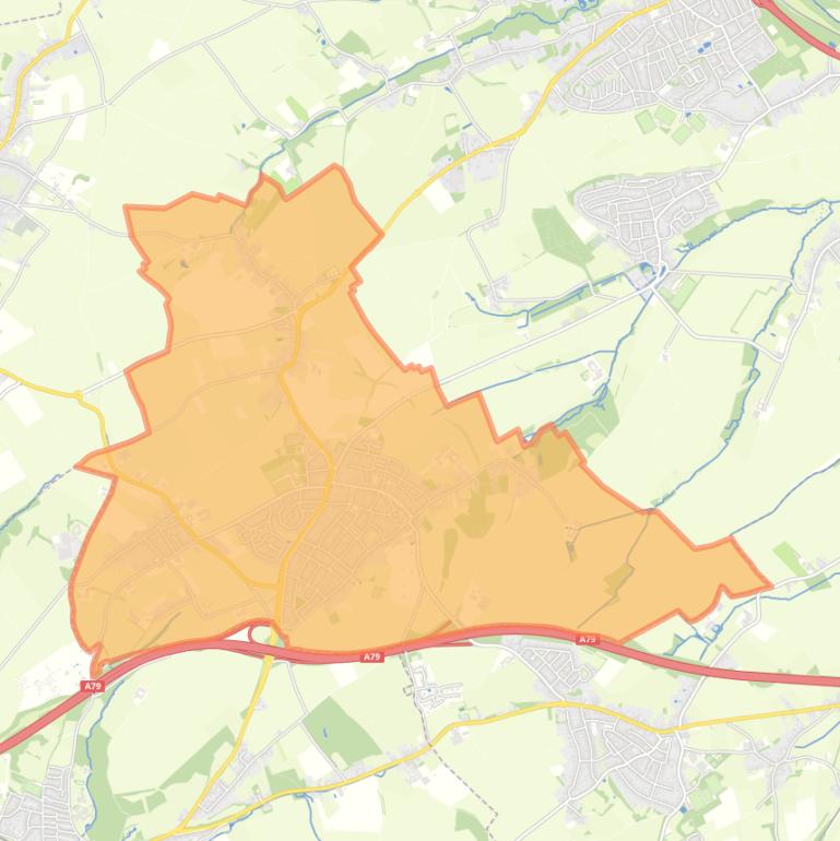 Kaart van de woonplaats Hulsberg.