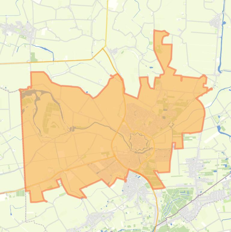 Kaart van de woonplaats Hulst.