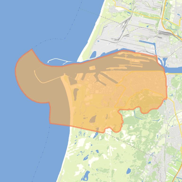 Kaart van de woonplaats IJmuiden.