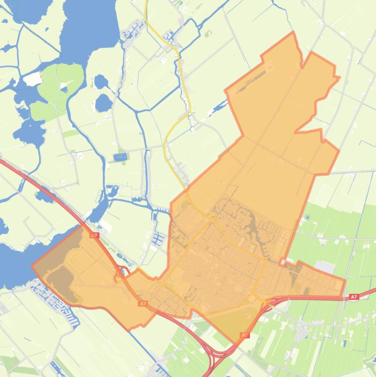 Kaart van de woonplaats Joure.