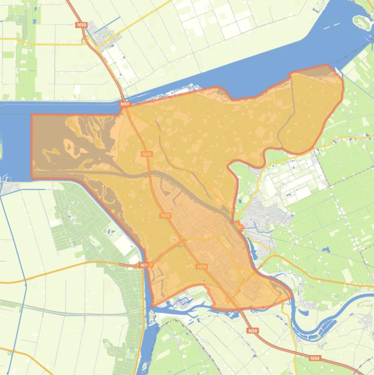 Kaart van de woonplaats Kampen.