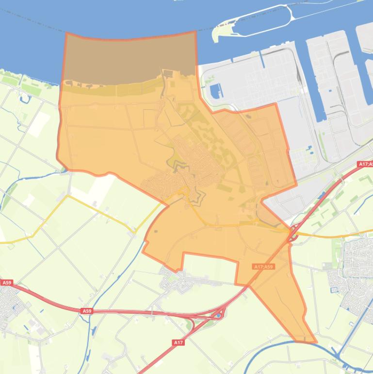 Kaart van de woonplaats Klundert.