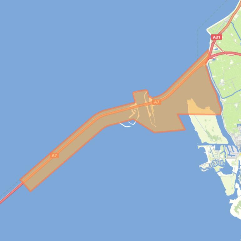 Kaart van de woonplaats Kornwerderzand.