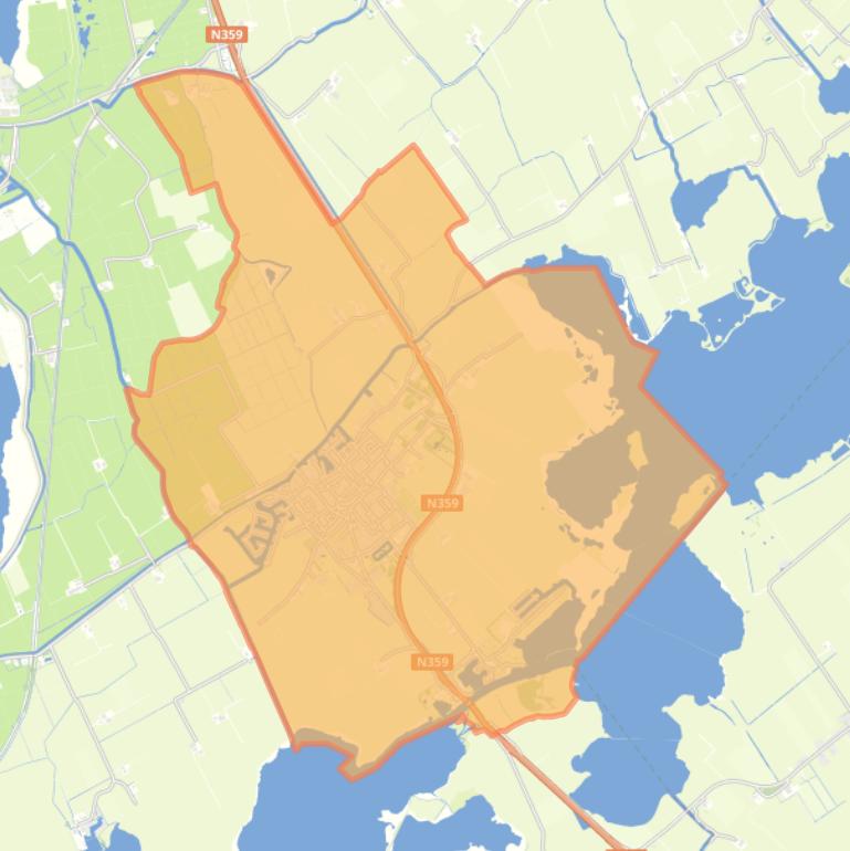 Kaart van de woonplaats Koudum.