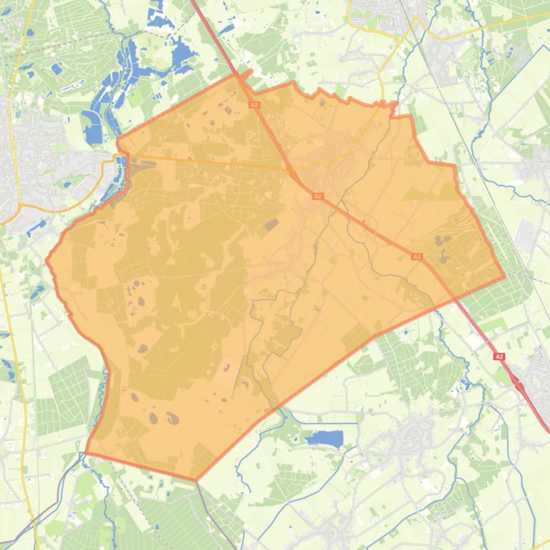 Kaart van de woonplaats Leende.