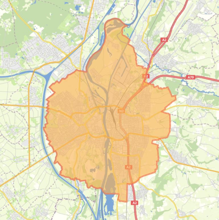 Kaart van de woonplaats Maastricht.