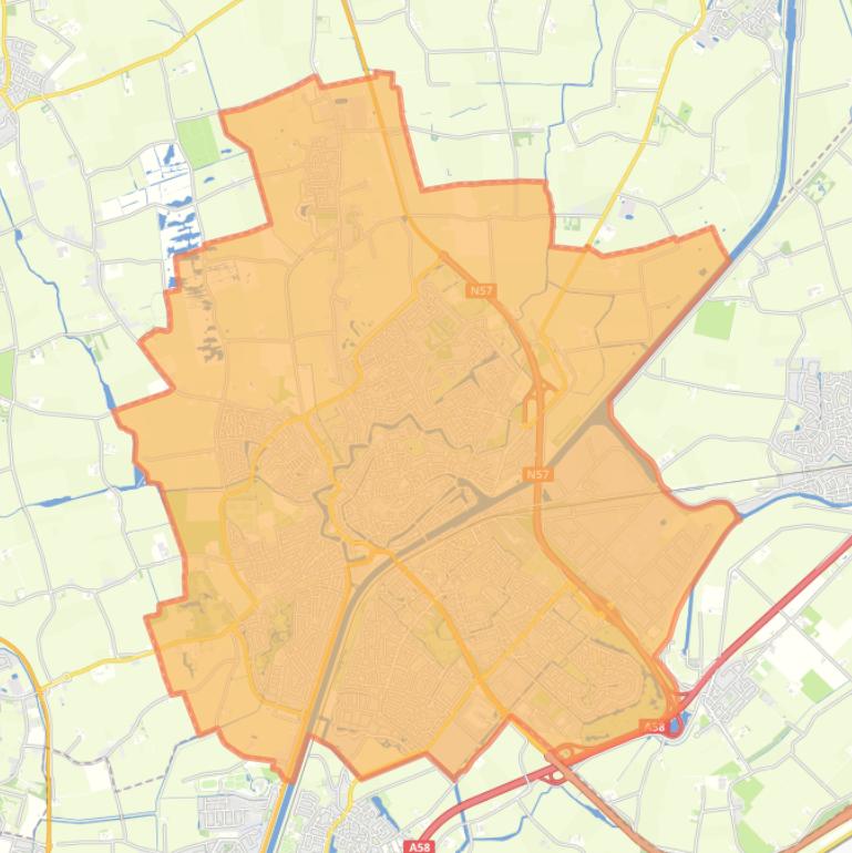 Kaart van de woonplaats Middelburg.