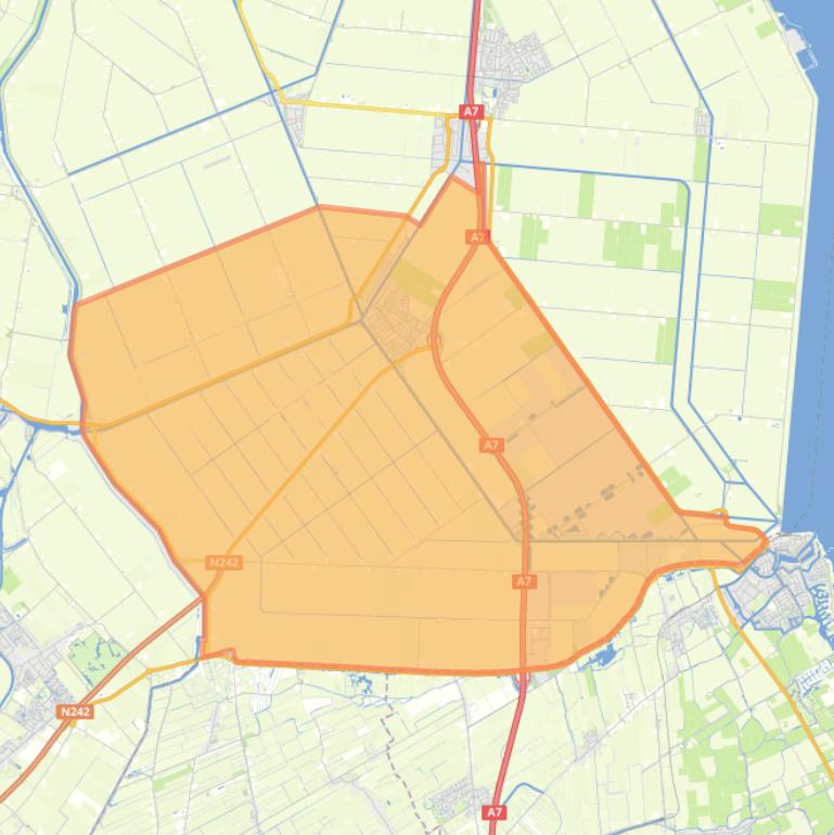 Kaart van de woonplaats Middenmeer.