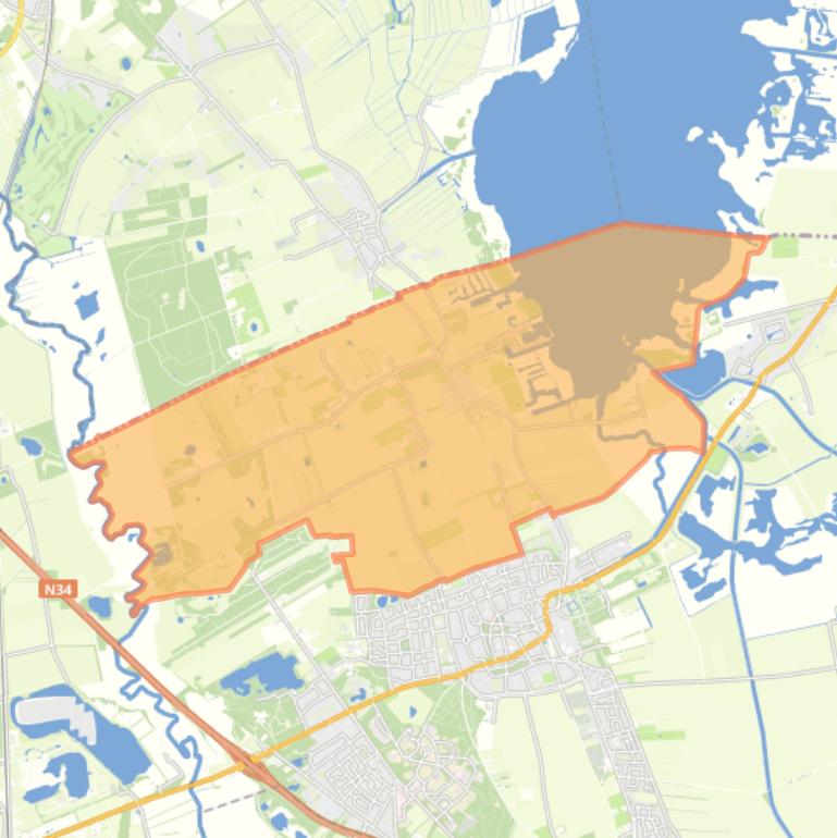 Kaart van de woonplaats Midlaren.