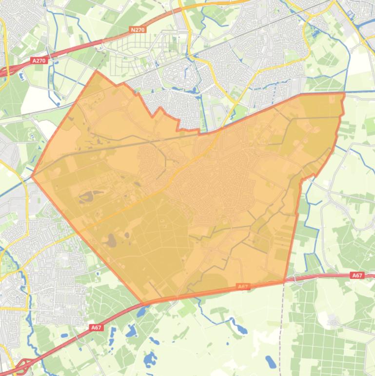 Kaart van de woonplaats Mierlo.