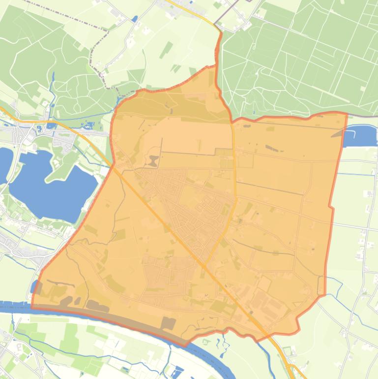 Kaart van de woonplaats Milsbeek.