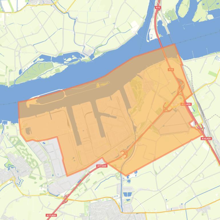 Kaart van de woonplaats Moerdijk.