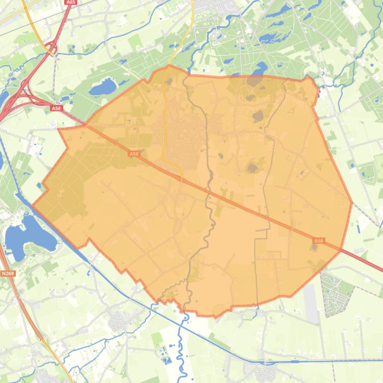 Kaart van de woonplaats Moergestel.