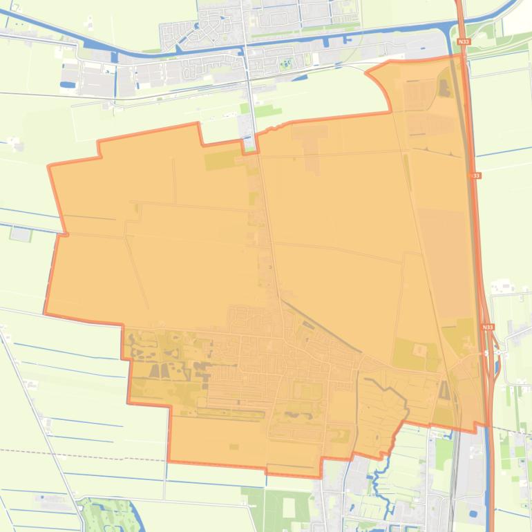 Kaart van de woonplaats Muntendam.