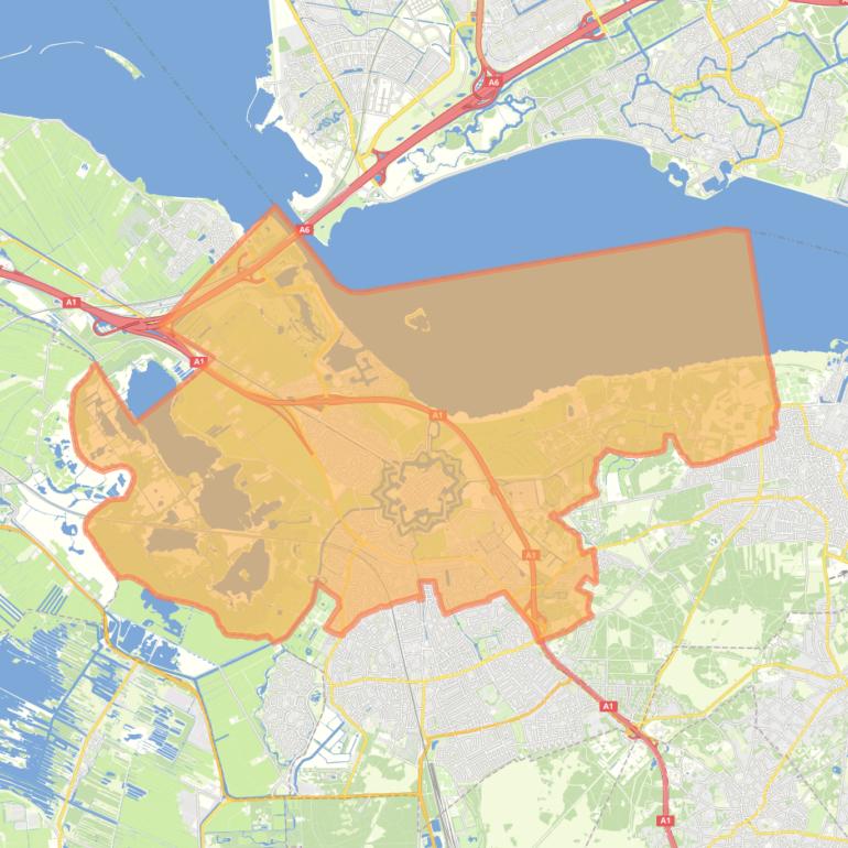 Kaart van de woonplaats Naarden.