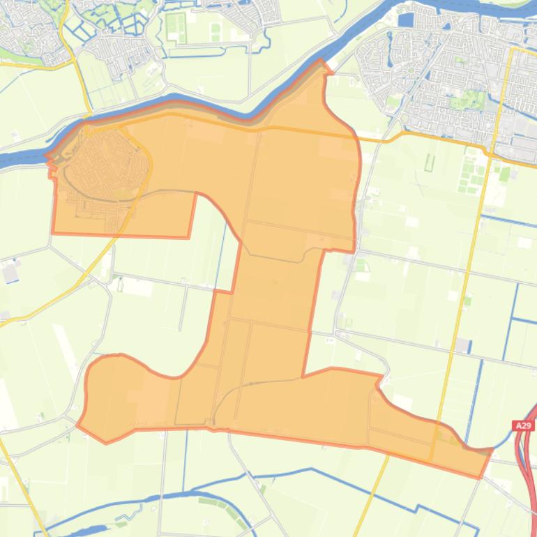 Kaart van de woonplaats Nieuw-Beijerland.
