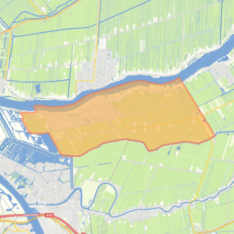 Kaart van de woonplaats Nieuw-Lekkerland.