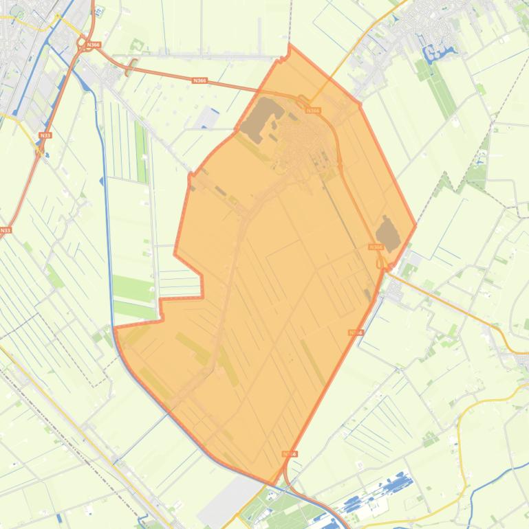 Kaart van de woonplaats Nieuwe Pekela.