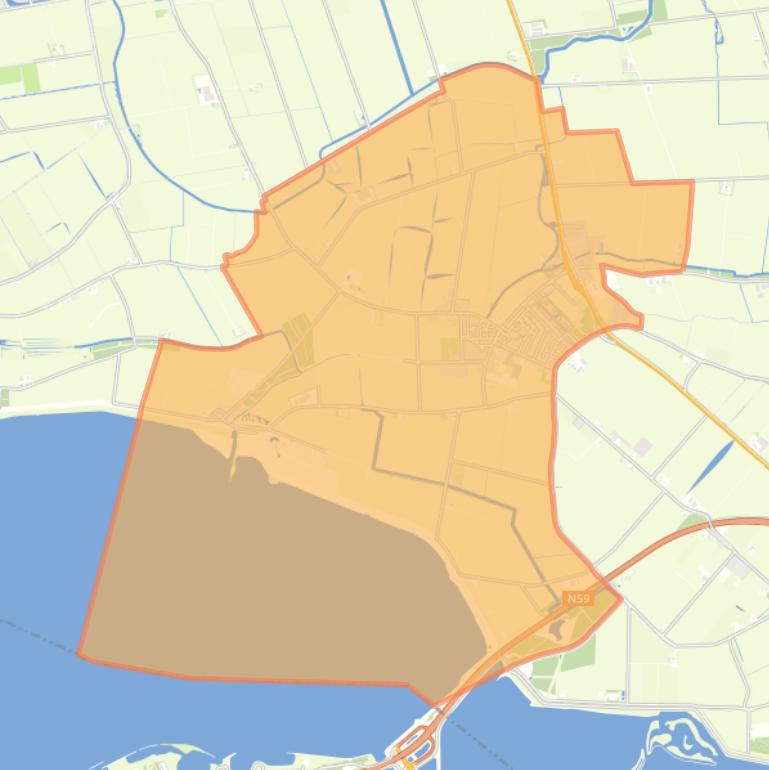 Kaart van de woonplaats Nieuwe-Tonge.