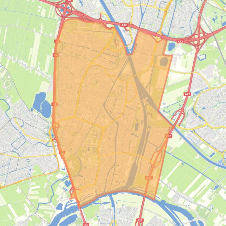 Kaart van de woonplaats Nieuwegein.