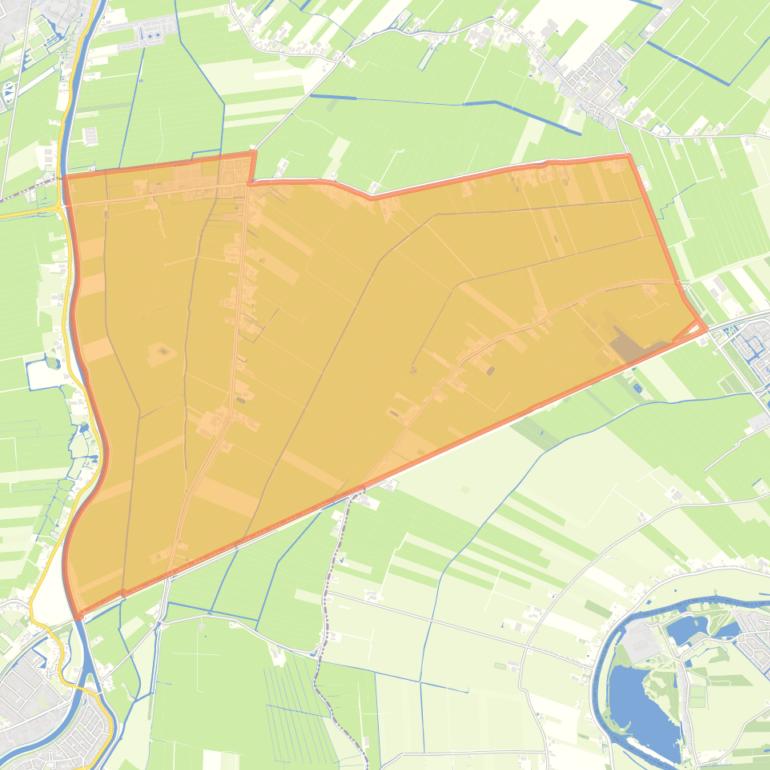 Kaart van de woonplaats Nieuwland.