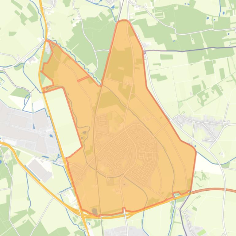 Kaart van de woonplaats Nieuwstadt.