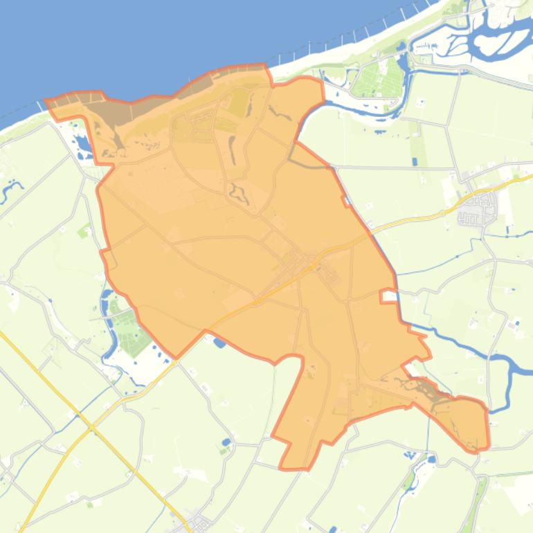 Kaart van de woonplaats Nieuwvliet.