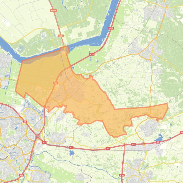 Kaart van de woonplaats Nijkerk.