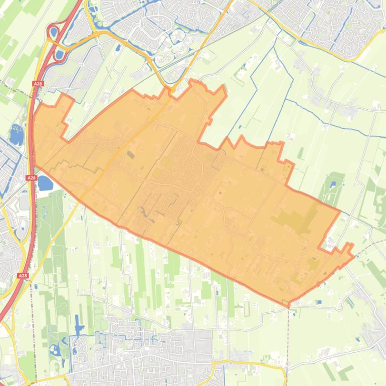 Kaart van de woonplaats Nijkerkerveen.