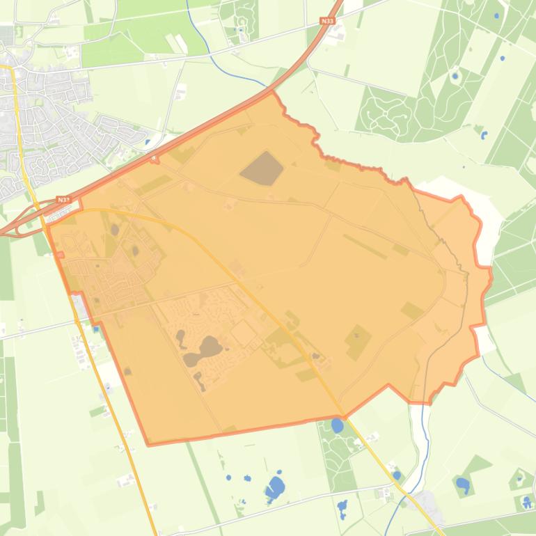 Kaart van de woonplaats Nooitgedacht.