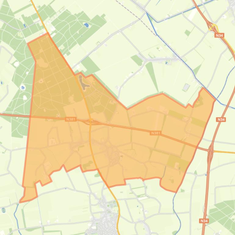 Kaart van de woonplaats Noord-Sleen.