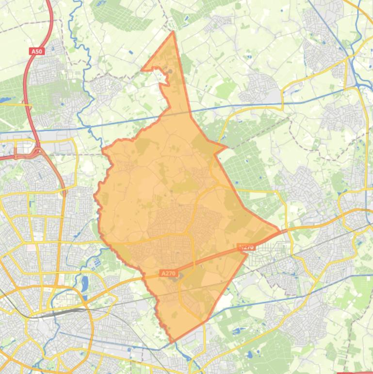 Kaart van de woonplaats Nuenen.