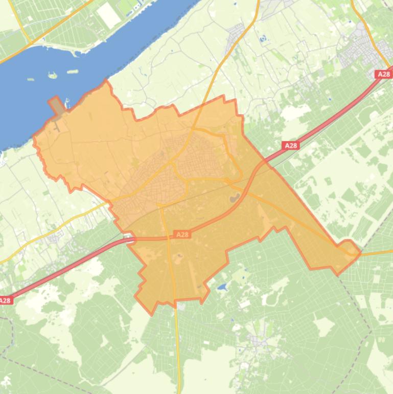 Kaart van de woonplaats Nunspeet.