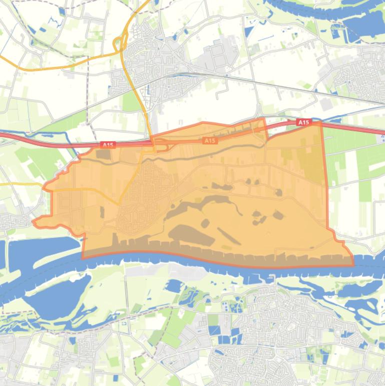 Kaart van de woonplaats Ochten.