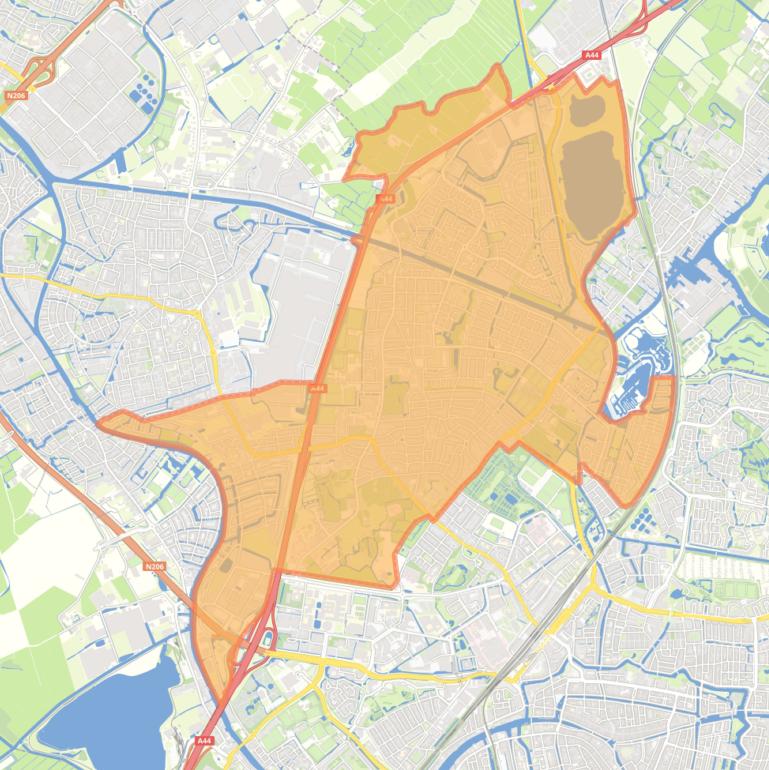 Kaart van de woonplaats Oegstgeest.