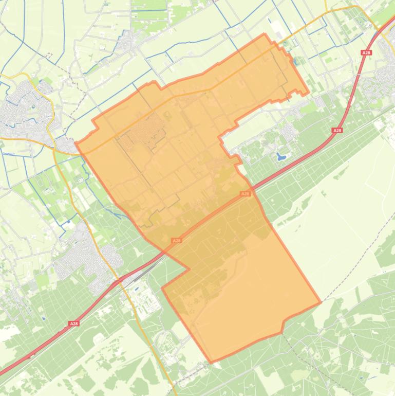 Kaart van de woonplaats Oldebroek.