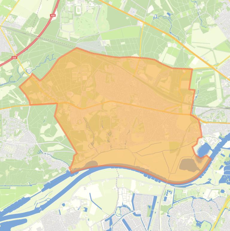 Kaart van de woonplaats Oosterbeek.