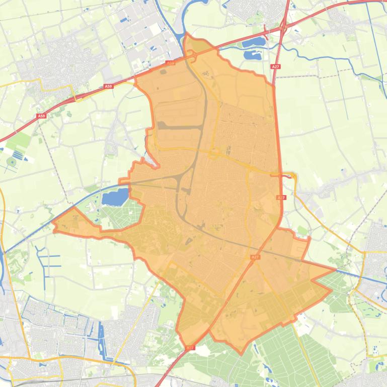 Kaart van de woonplaats Oosterhout.