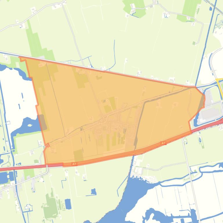 Kaart van de woonplaats Oostwold.