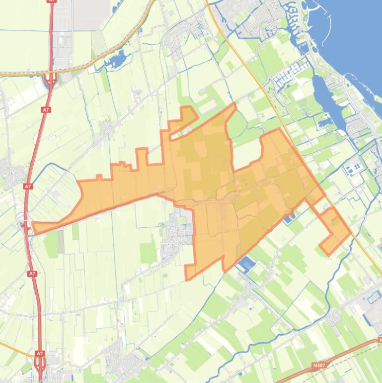 Kaart van de woonplaats Oostwoud.