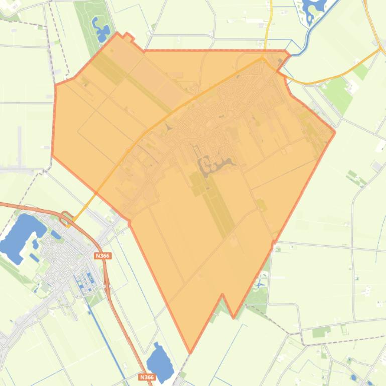 Kaart van de woonplaats Oude Pekela.