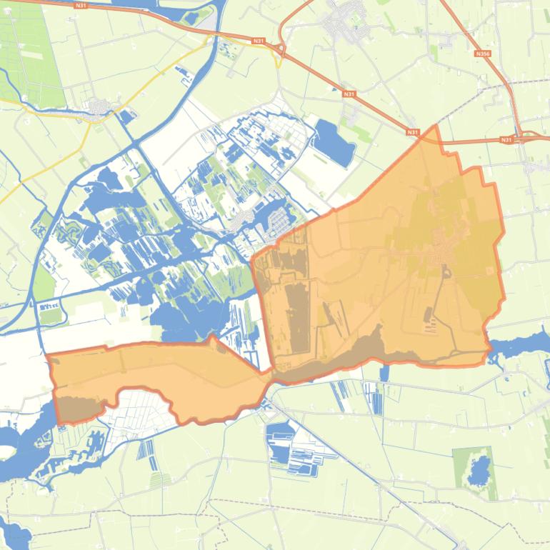 Kaart van de woonplaats Oudega.