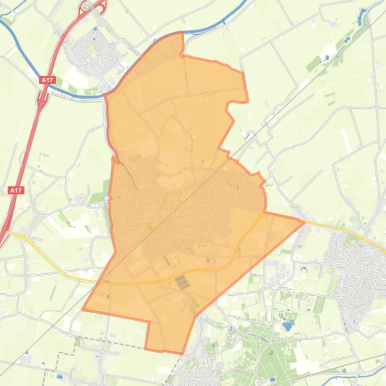 Kaart van de woonplaats Oudenbosch.