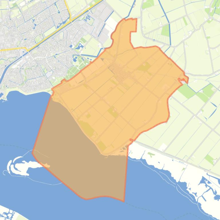 Kaart van de woonplaats Oudenhoorn.