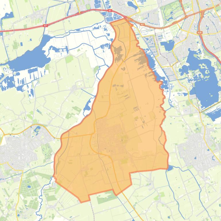 Kaart van de woonplaats Peize.