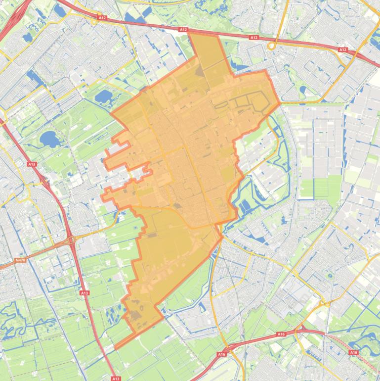 Kaart van de woonplaats Pijnacker.