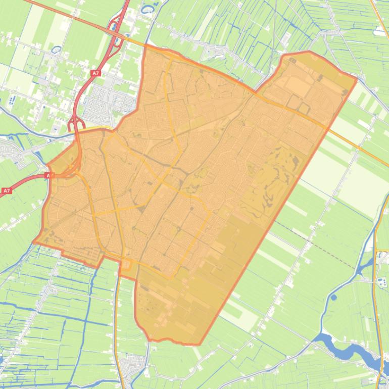 Kaart van de woonplaats Purmerend.