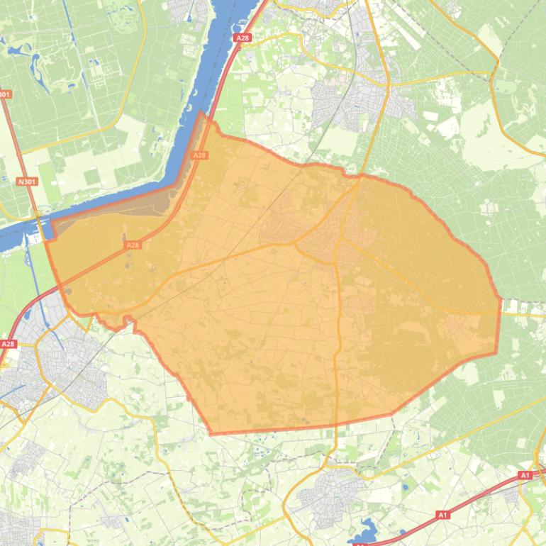 Kaart van de woonplaats Putten.