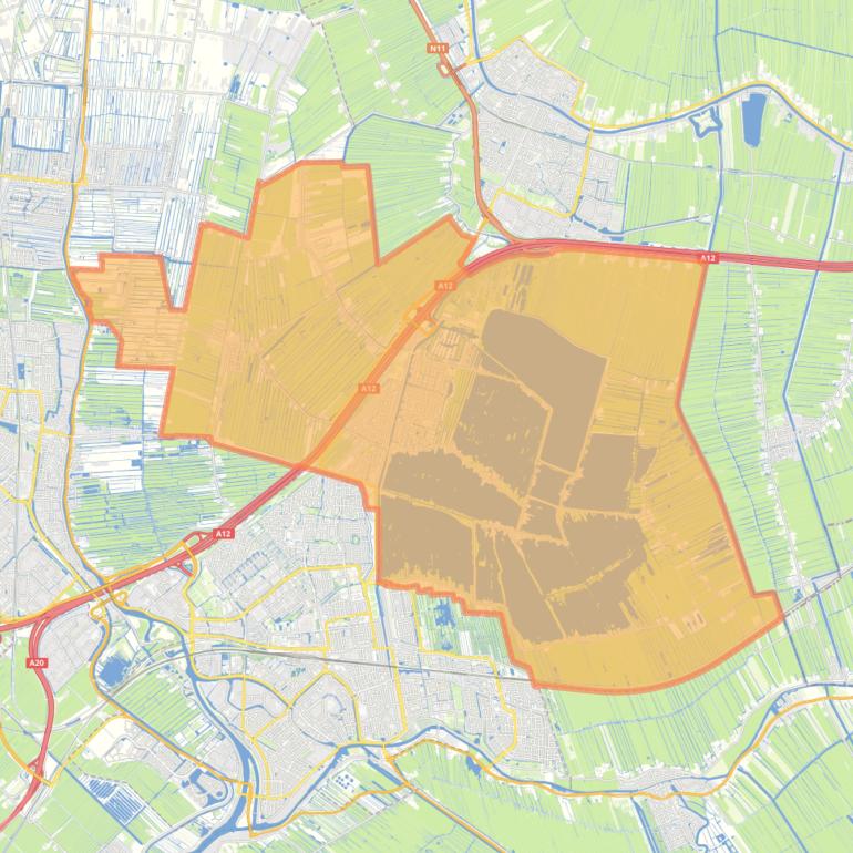 Kaart van de woonplaats Reeuwijk.